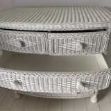 White dresser in vintage rattan