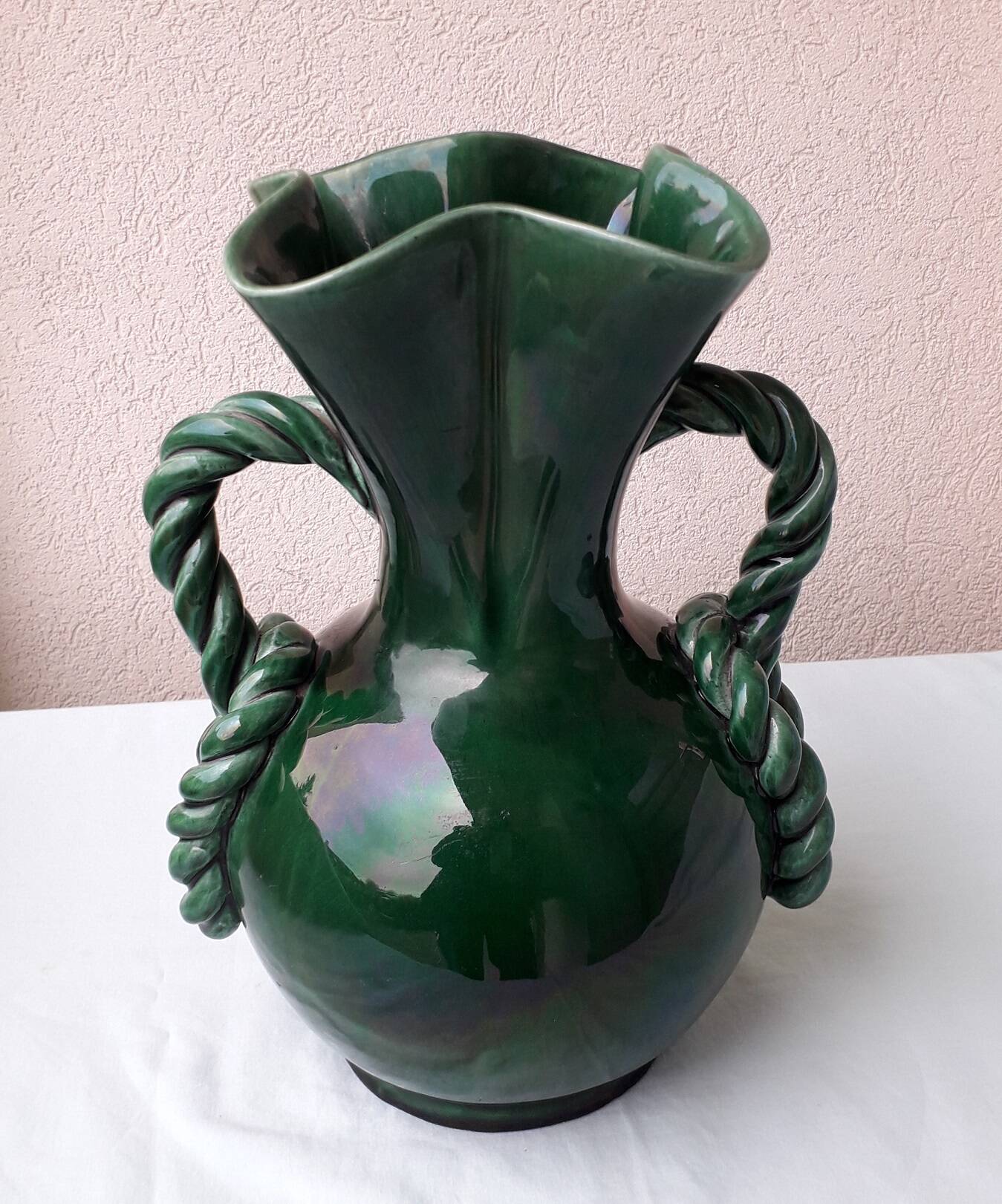 Green ceramic vase