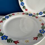 Set of 3 flat plates and 5 dessert plates with flower decoration, Tulowice Poland