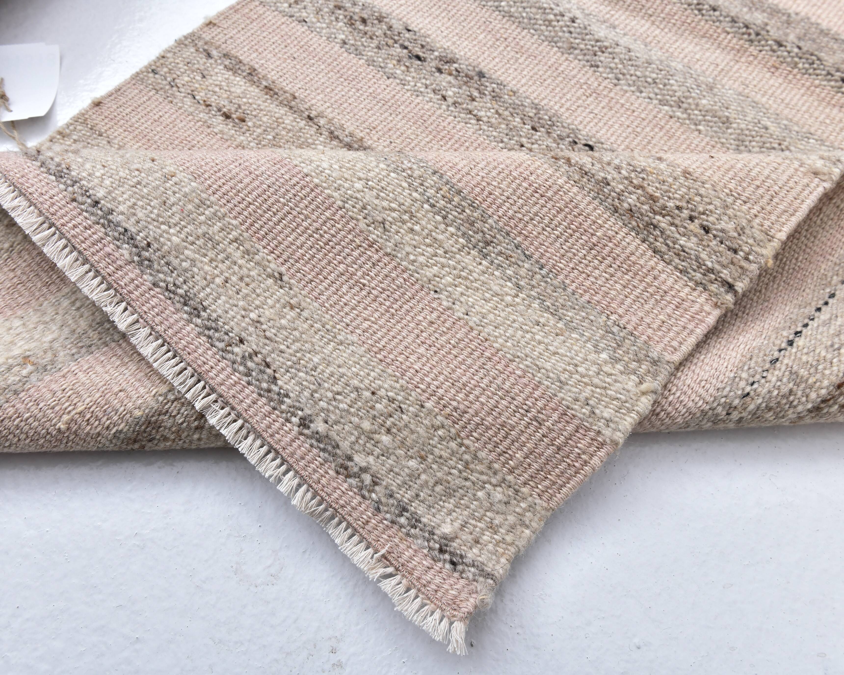 pink brown wool runner rug, Turkish vintage runner kilim  67x293 cm