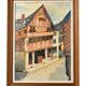 Oil table house half-timbered cobbled street - Breton Norman village