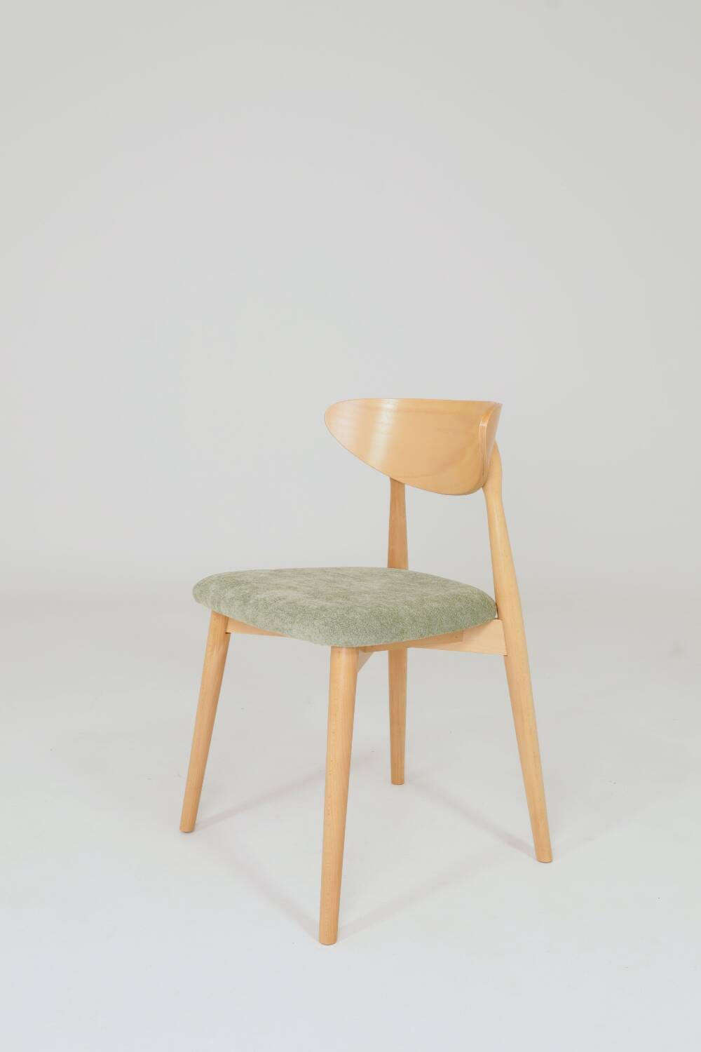 Ensemble de 6 chaises de salle à manger modernes, tissu sauge et bois de hêtre naturel