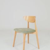 Ensemble de 6 chaises de salle à manger modernes, tissu sauge et bois de hêtre naturel