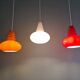 Trio of Space Age opaline pendant lights, Peill & Putzler, 1970