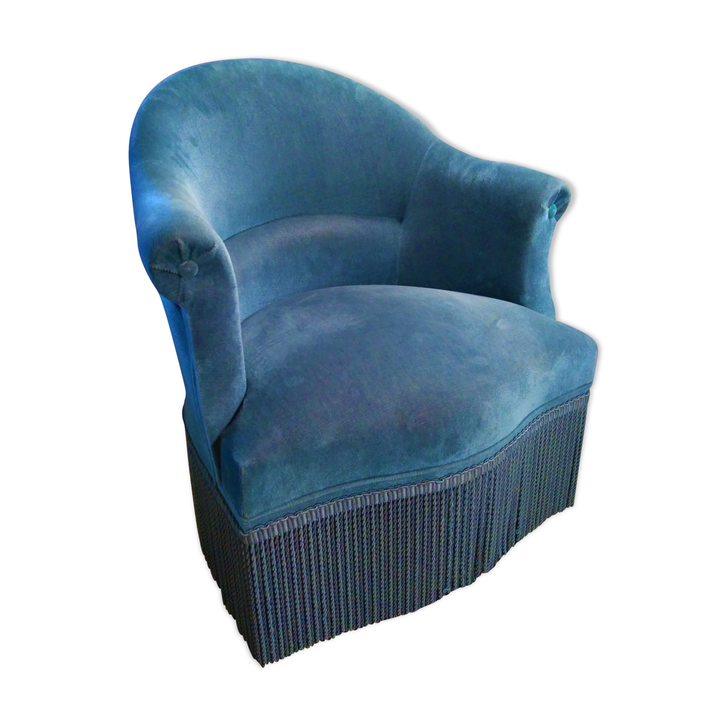 Blue toad chair, velvet