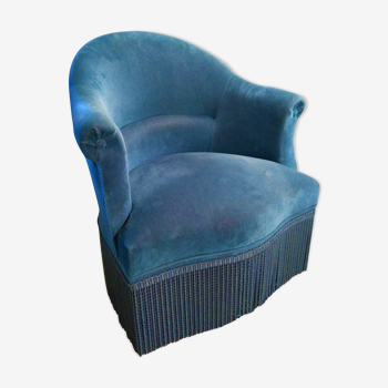 Fauteuil crapaud bleu, velours