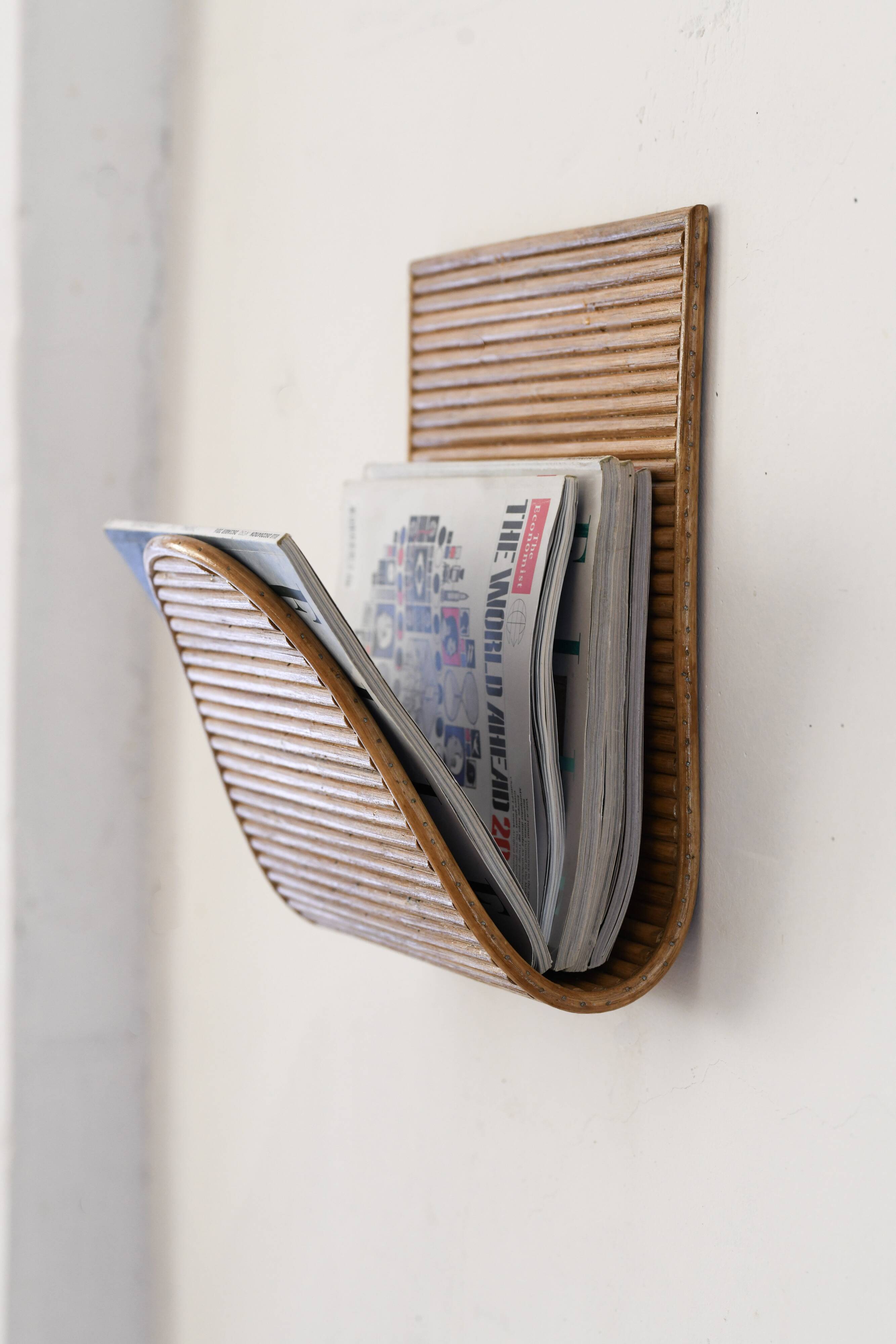 Rattan Modern Wall Mounted Magazine Rack