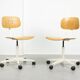 Vintage White & Wooden Swivel Office Chair, 70s