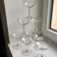 Set of 9 champagne glasses in crystal engraved 30s