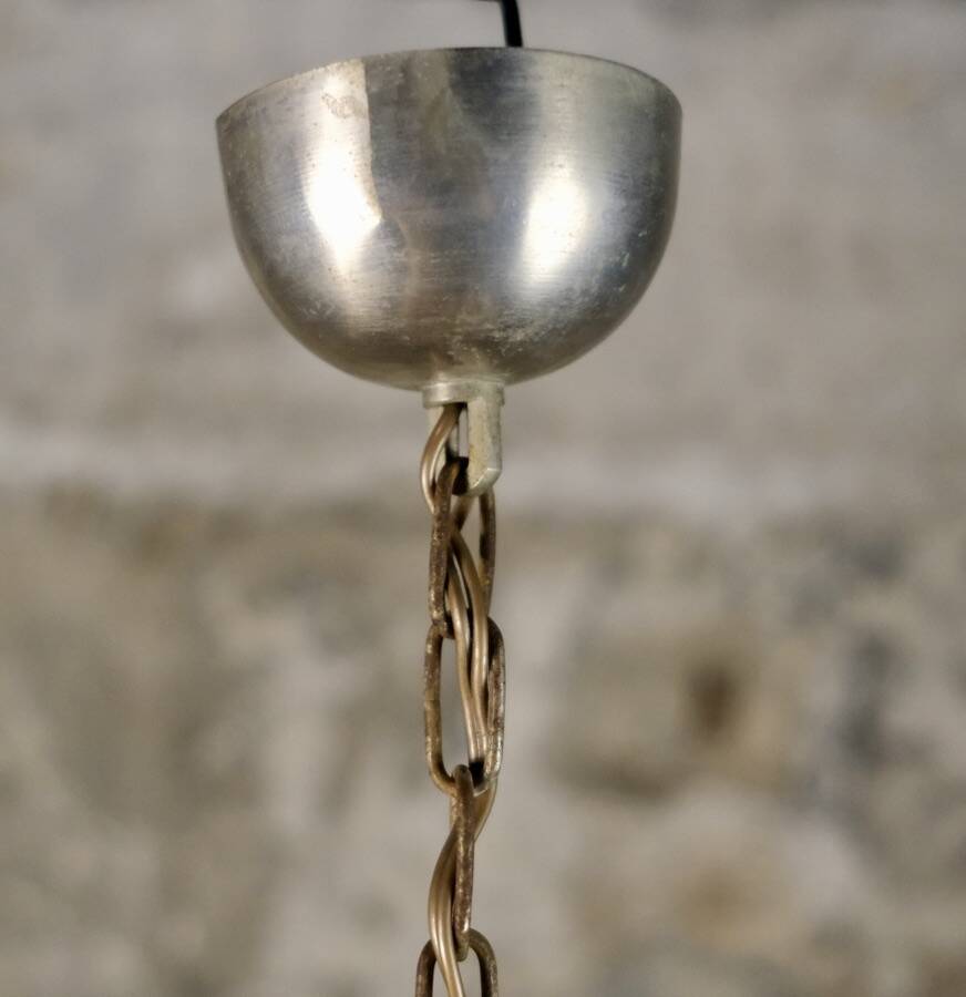 Mid-century crackle glass lantern with checkered pattern, France