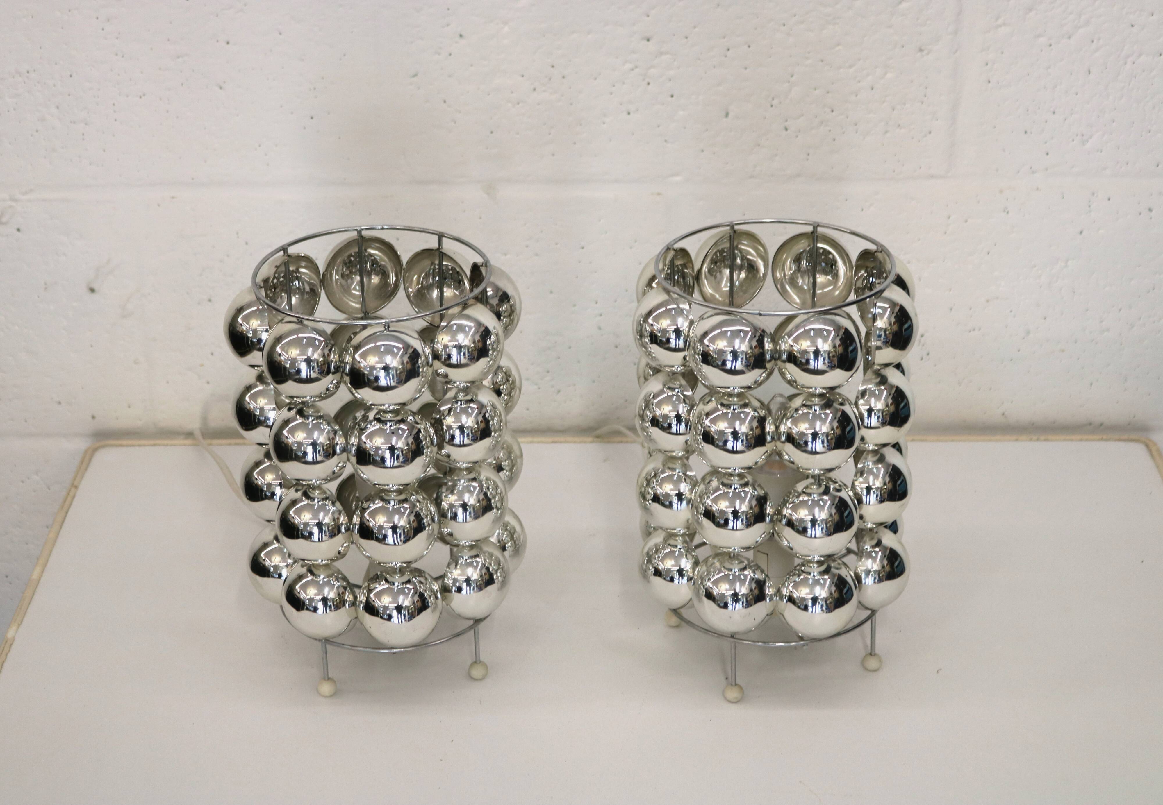 Pair of  Kare design table lamps model 62455 with chromed plastic bubbles
