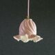 Suspension ancienne en verre peint rose et blanc, suspension française -livrée avec douille et cable