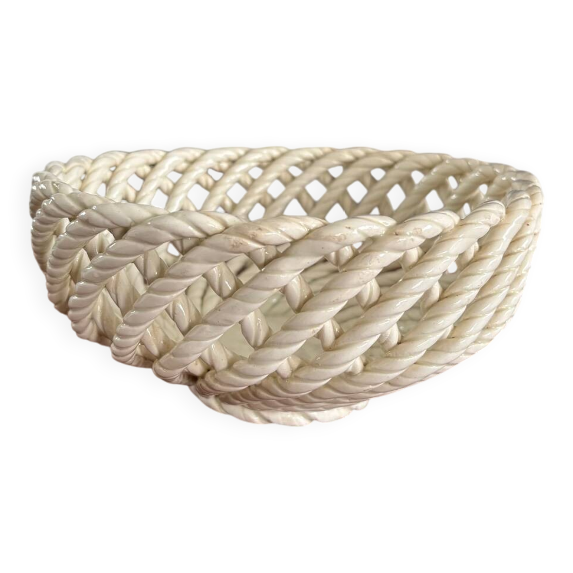 White openwork braided ceramic bowl - lace ceramic