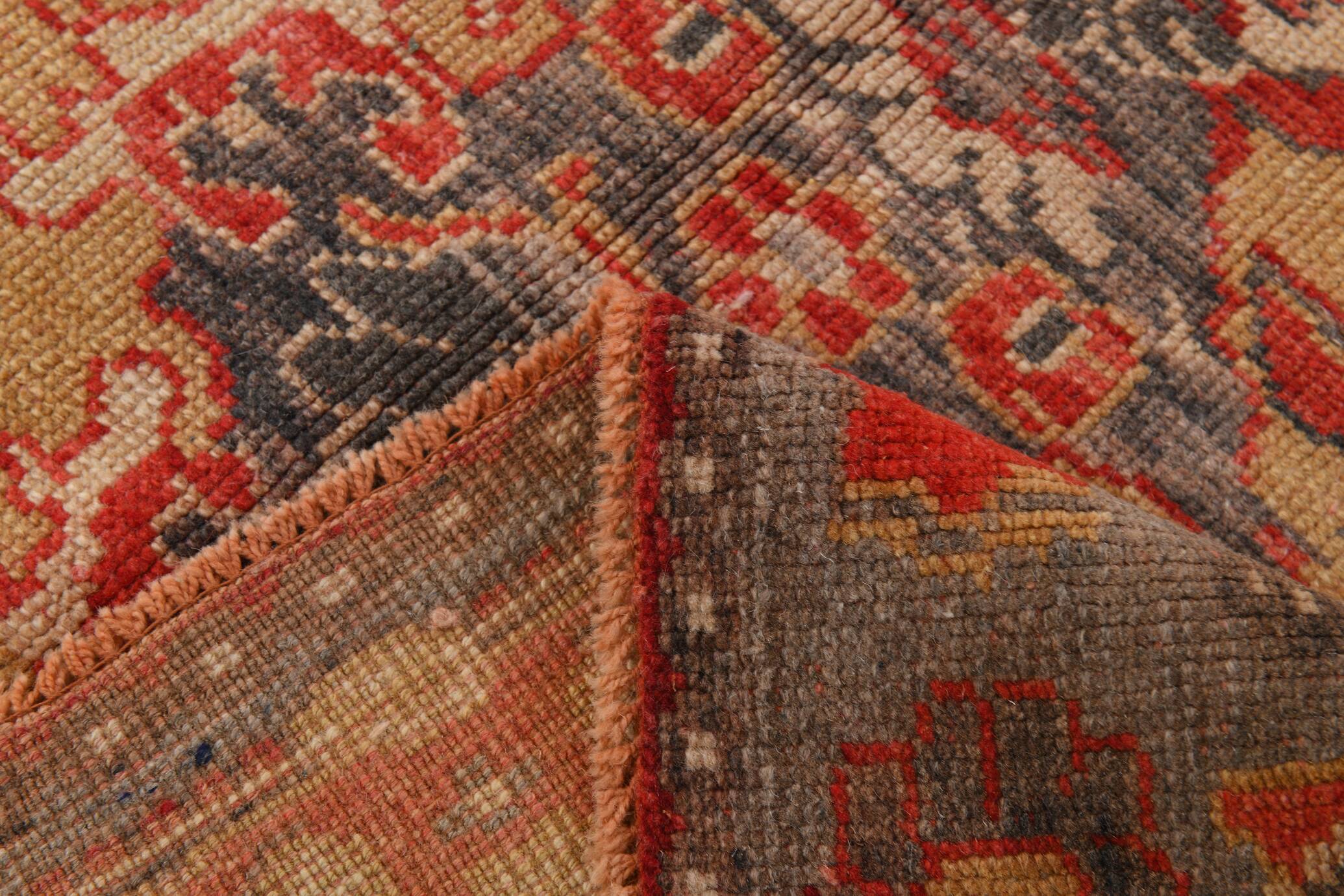 6X10 Vintage Red & Beige Made in Anatolian Turkish Vintage Rug, 184x296 Cm