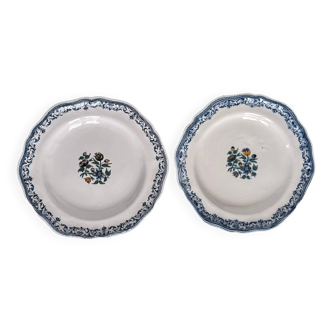 2 Moustiers Earthenware Plates | 18th Century | Colorful Floral Decor