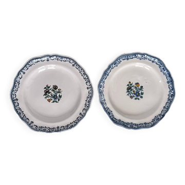 2 Moustiers Earthenware Plates | 18th Century | Colorful Floral Decor