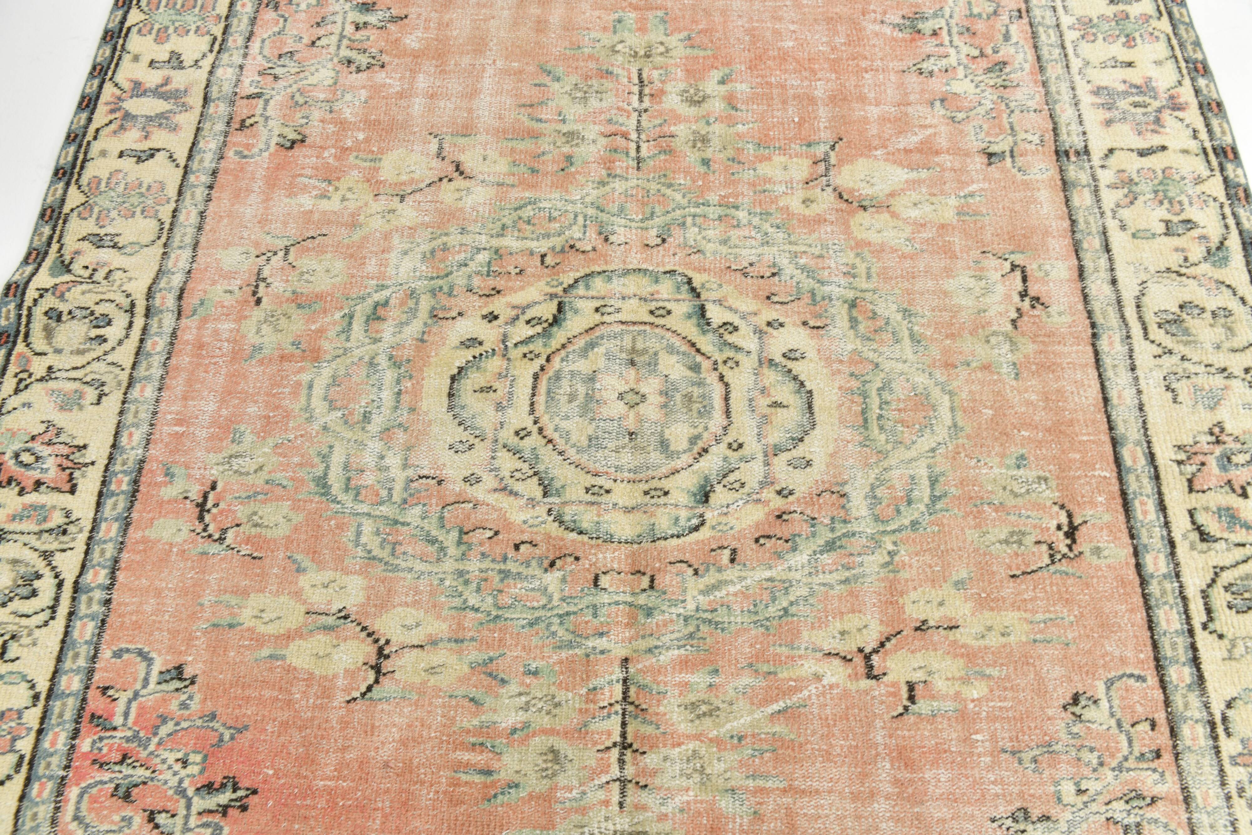 6x8 Peach Red & Cream Vintage Rug 194x252Cm SK 24649