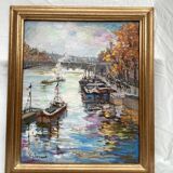 Oil painting on canvas signed “Autumn in Paris” dimensions: height-65cm- width-42cm-