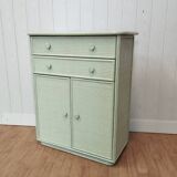 Vintage rattan woven and solid wood sideboard