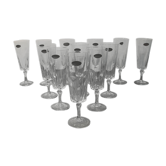 Set of 12 champagne flutes, “Versailles” model, Cristal d'Arques, 70's.