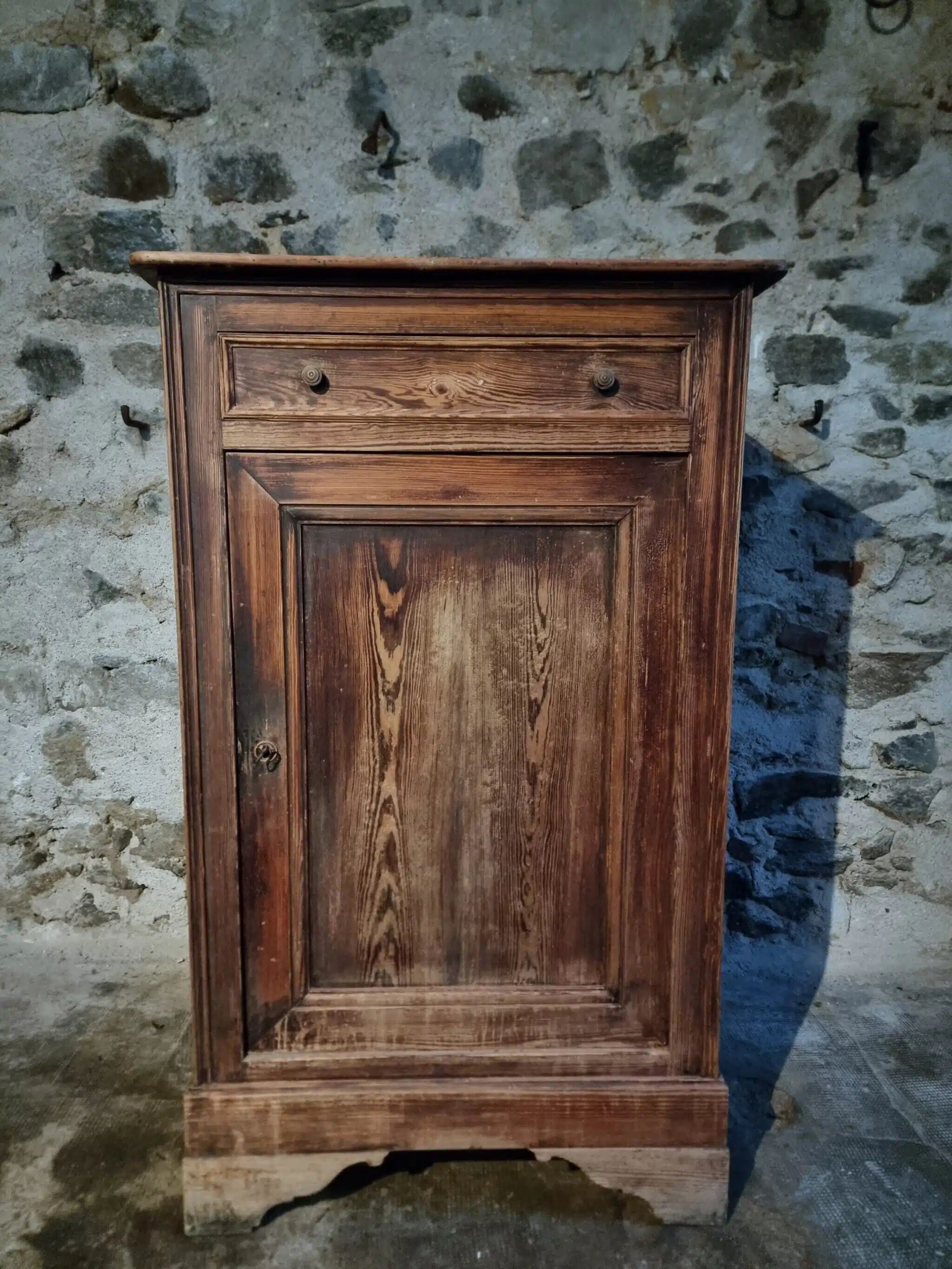 Rustic French pine wardrobe, 19th century