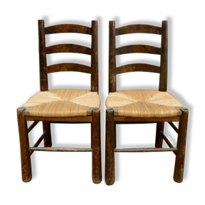 Paire de chaises paillées