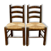 Paire de chaises paillées des années 60