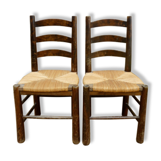 Paire de chaises paillées des années 60
