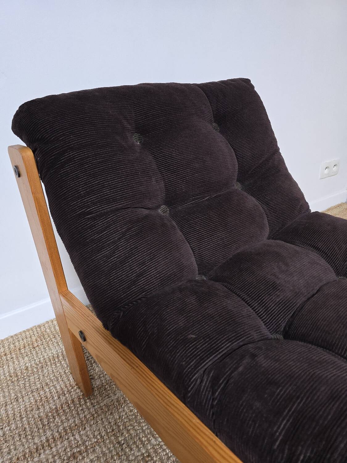 Pine/corduroy armchair