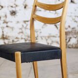 Scandinavian chair in teak and faux leather, 1960.