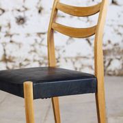 Scandinavian chair in teak and faux leather, 1960