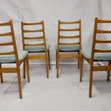 Set of 4 year old Scandinavian chairs restored fabric Edition Lelievre .