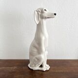 Chaumette vintage ceramic sitting white dog statue