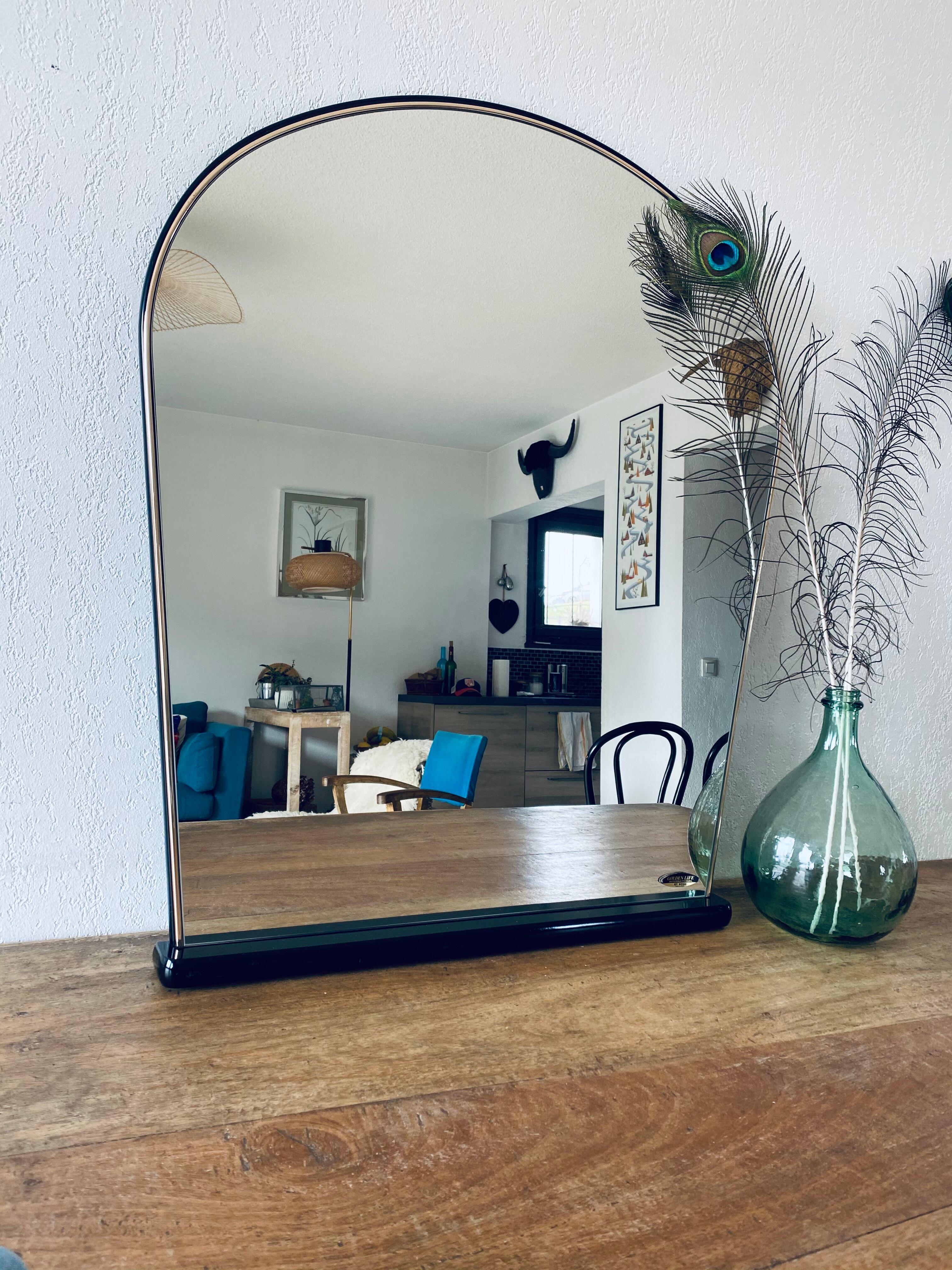 Black and gold art deco mirror - 81x69cm