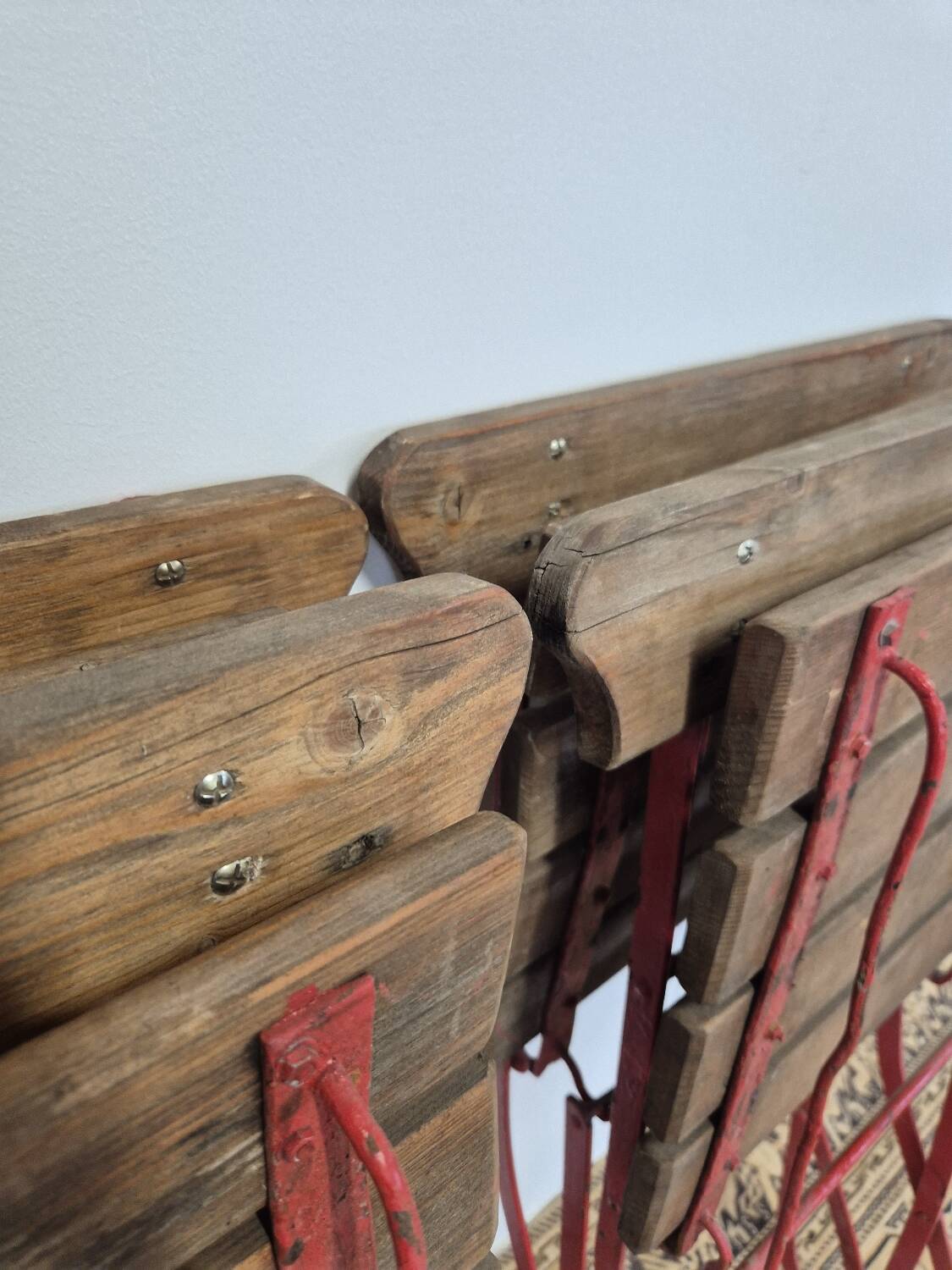 Set of 4 folding chairs for old bistro, guinguette, brasserie