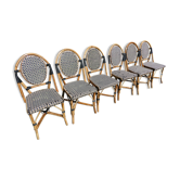 Set of 6 chairs Bistro terrace type Paris in rattan & braiding