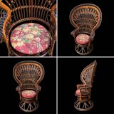 Fauteuil Emmanuelle rotin Peacock 1960