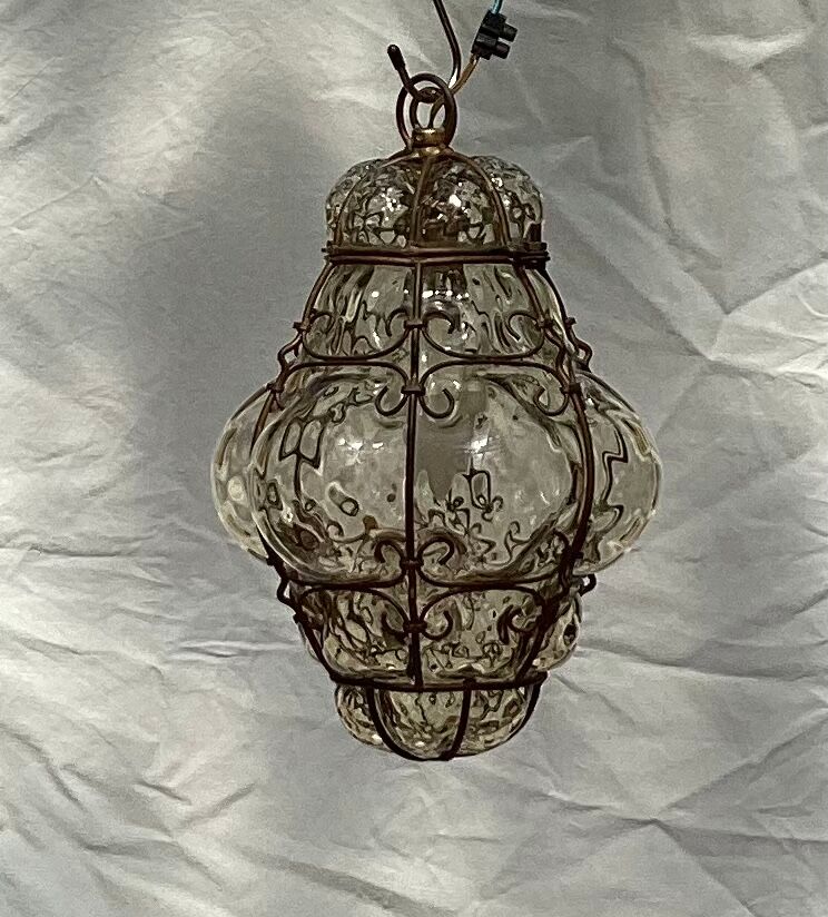 Lantern cage in blown glass style Murano dimension: H-28cm- D-18cm-