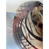 Abstract vase in smoked Murano glass and red reeds