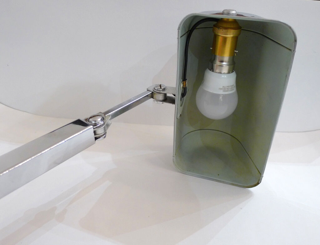 Office Art Deco lamp, chrome metal, & base marble, 1930 s