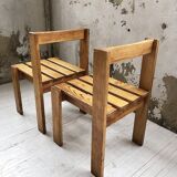 Duo of les arcs mountain pine chairs