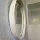 Scandinavian white round mirror from the 60s