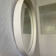 Scandinavian white round mirror from the 60s