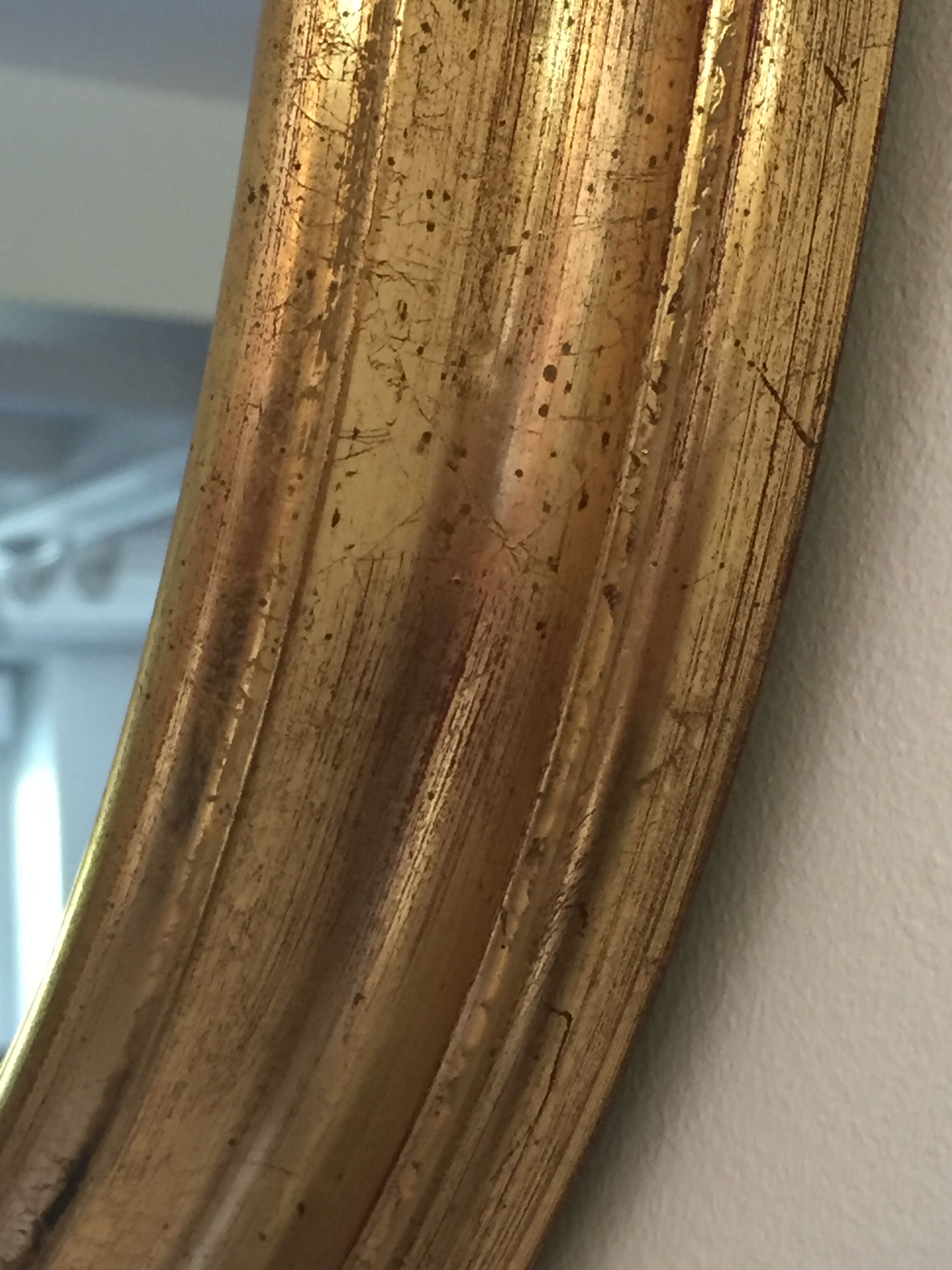 Mirror ancient golden oval 36x44cm