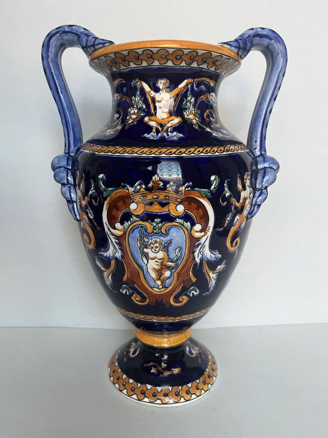Gien earthenware vase, renaissance model