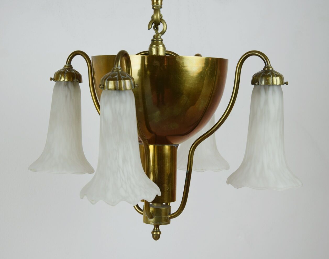Brass suspension and art deco glass