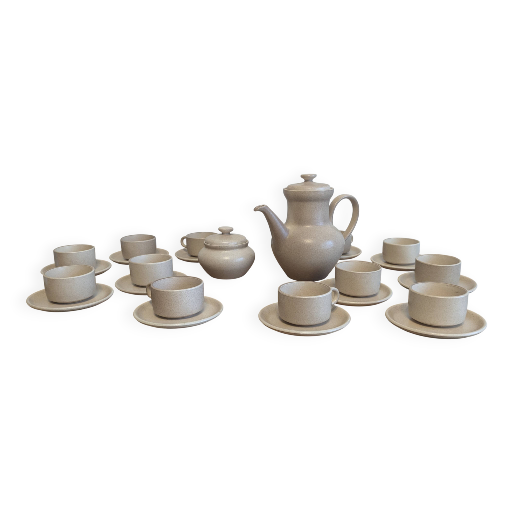Vintage coffee service in stoneware Les Potiers de l’Abbaye – 12 people