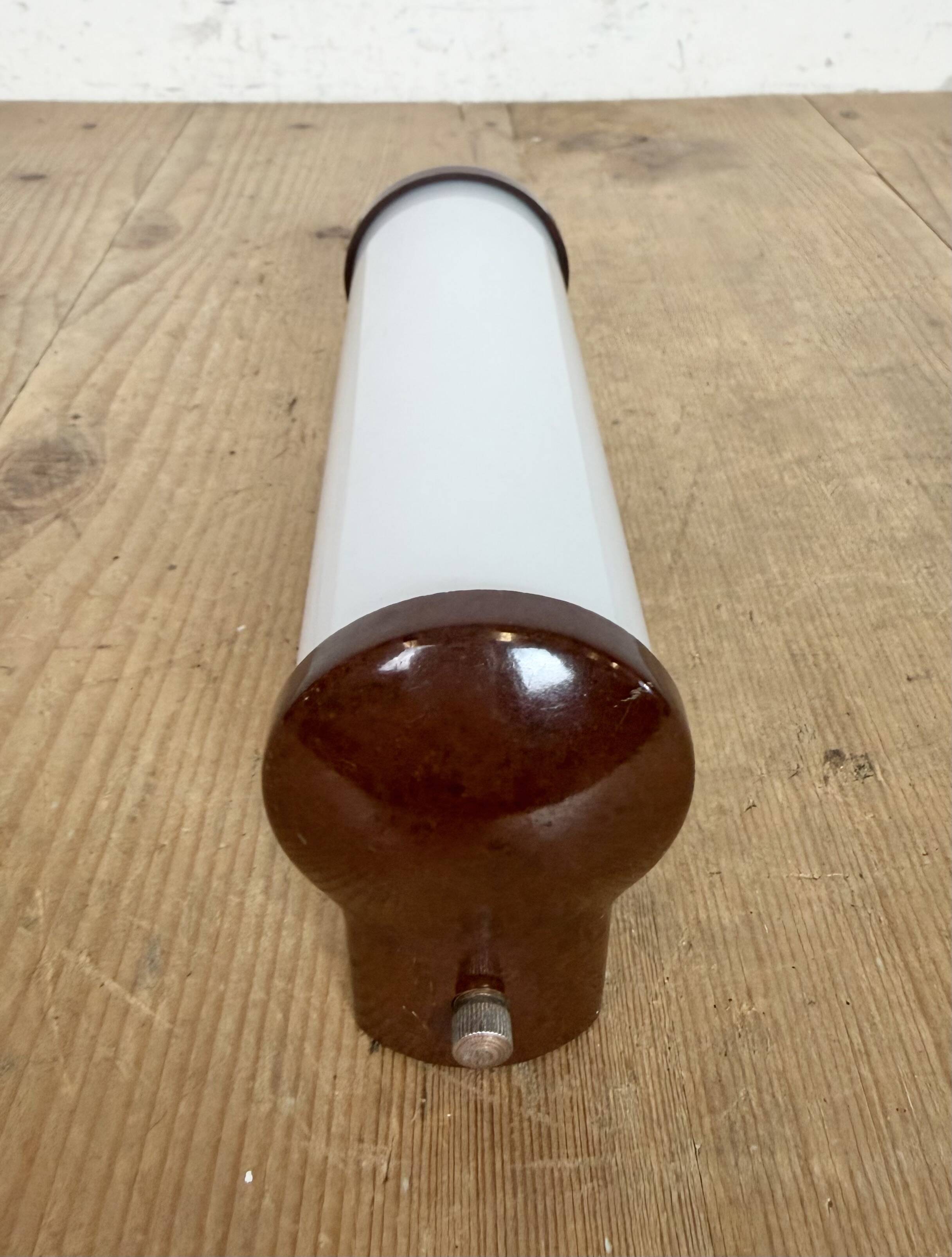 Industrial Brown Bakelite Wall Light with Milk Glass, 1950s