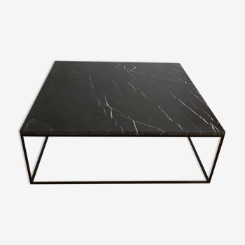 Table basse en marbre noir Khenifra 90x90