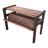 Table chêne et cuir vintage design brutaliste Annees 60